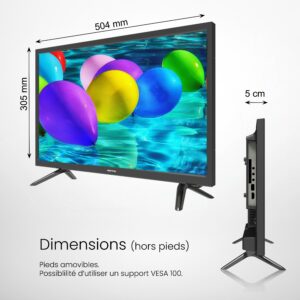 Smart TV 22 pouces HEMING – Android 14, DVD intégré, 12V 24V 220V – spéciale camping-car, van, camion et bateau