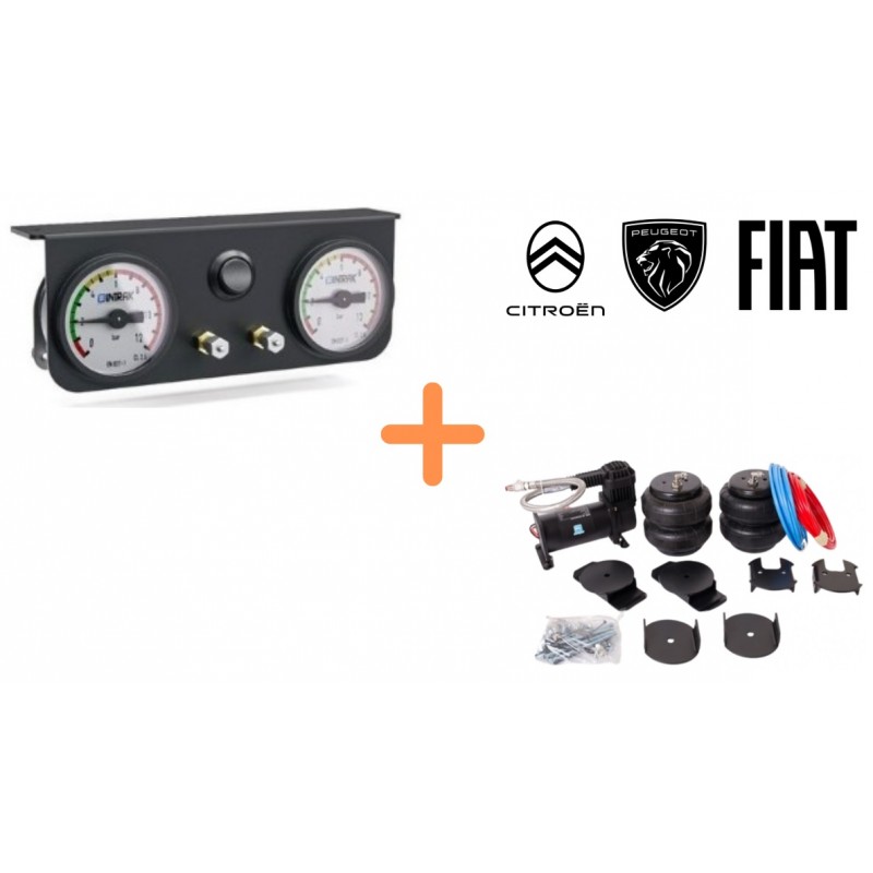 Kit suspensions pneumatiques 8'' FIAT /CITR /PEUG manomètre standard